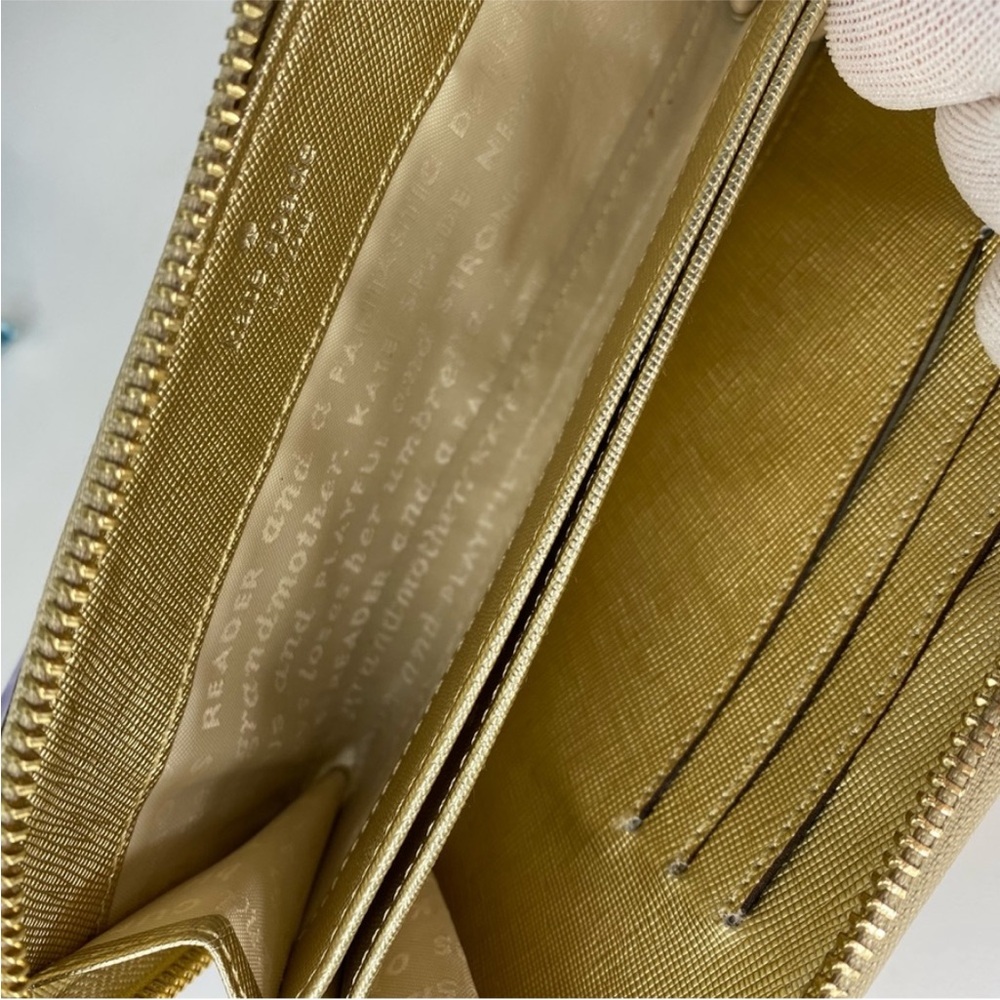 Kate Spade Storybook lining Gold Metallic Wristlet Wallet EUC - Picture 6 of 16
